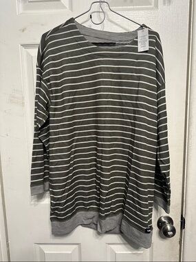 Striped Olive and White Long Sleeve Tunic